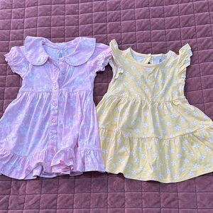 Floral Kids Dresses Set - Pink and Yellow